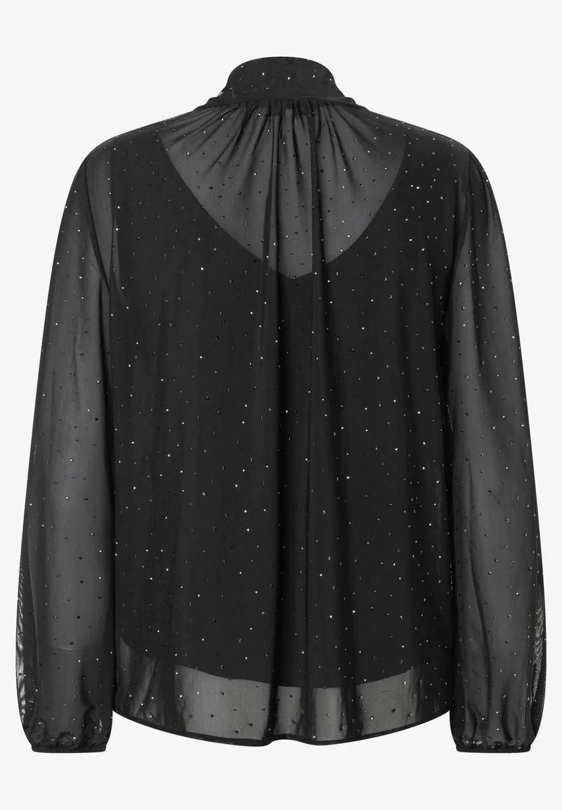 Mesh Shirt with Bow, black