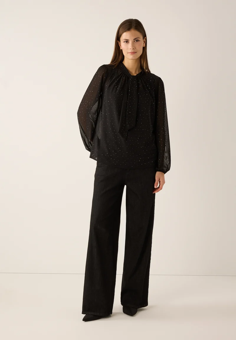 Mesh Shirt with Bow, black