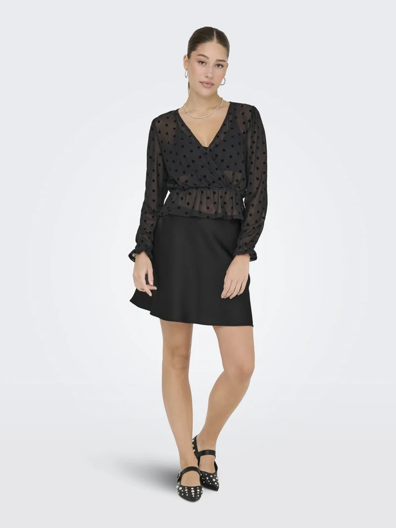 ONLMIKA VIS SATIN SHORT SKIRT WVN, Black