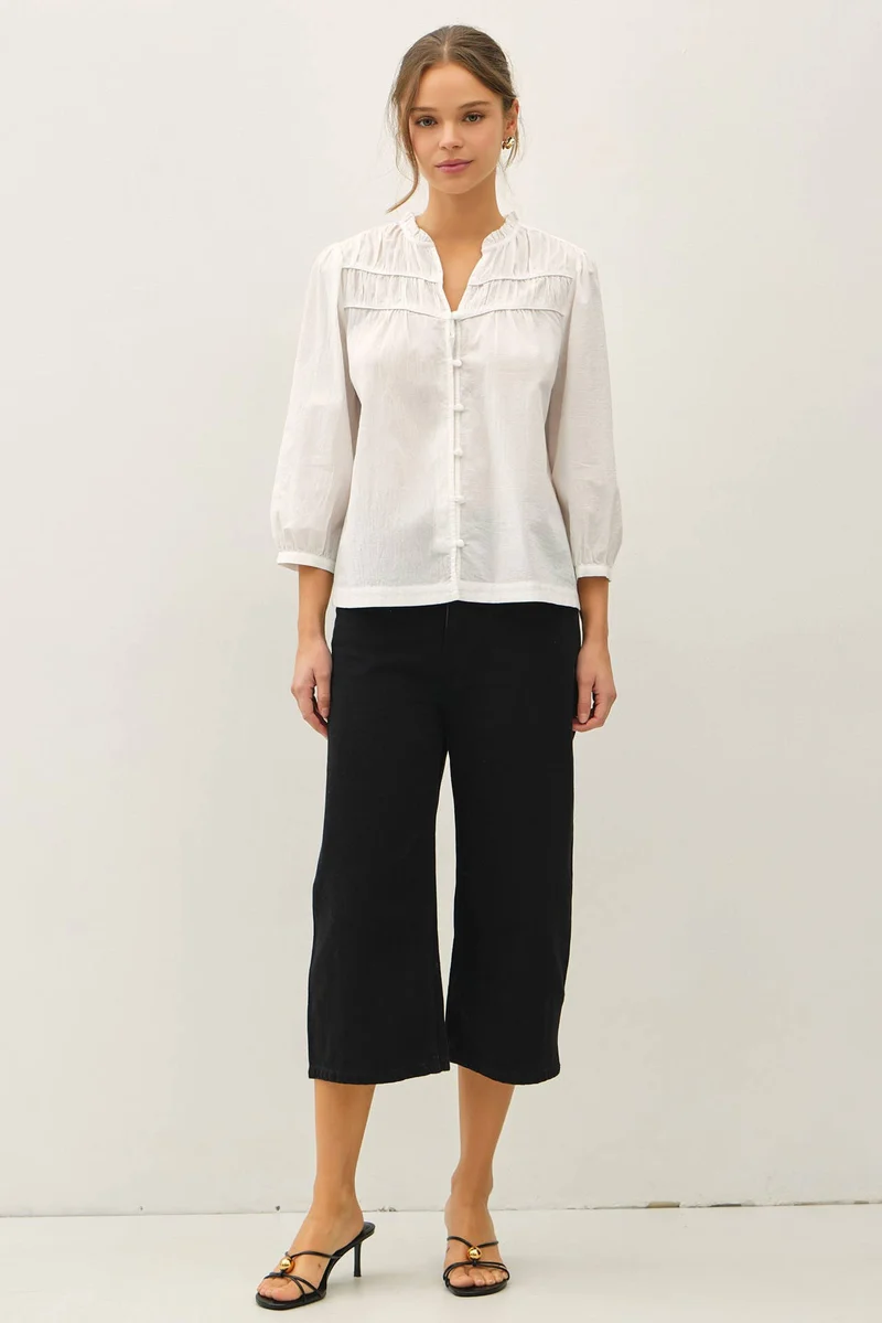 Crisp Cotton FLowy Blouse