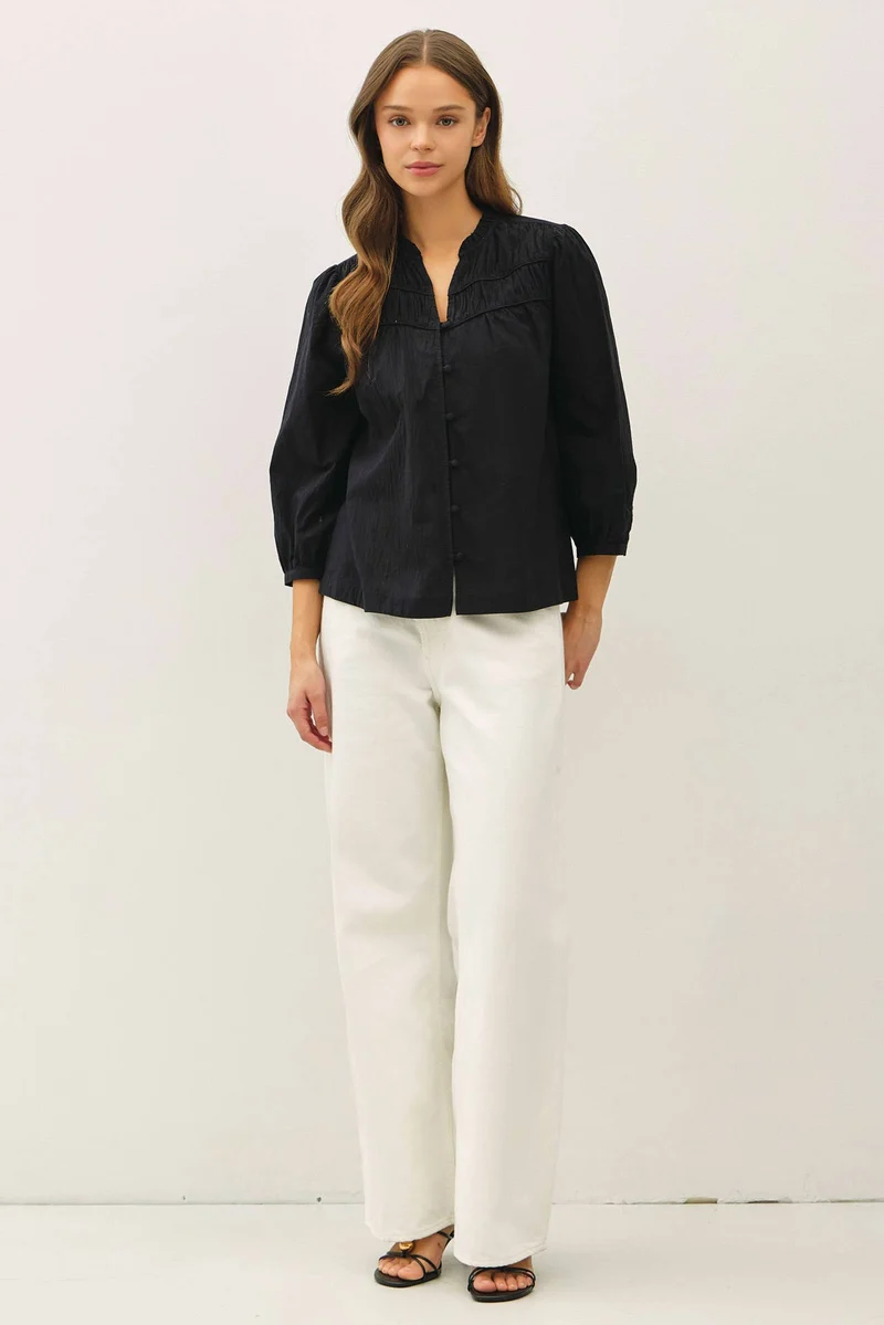 Crisp Cotton FLowy Blouse