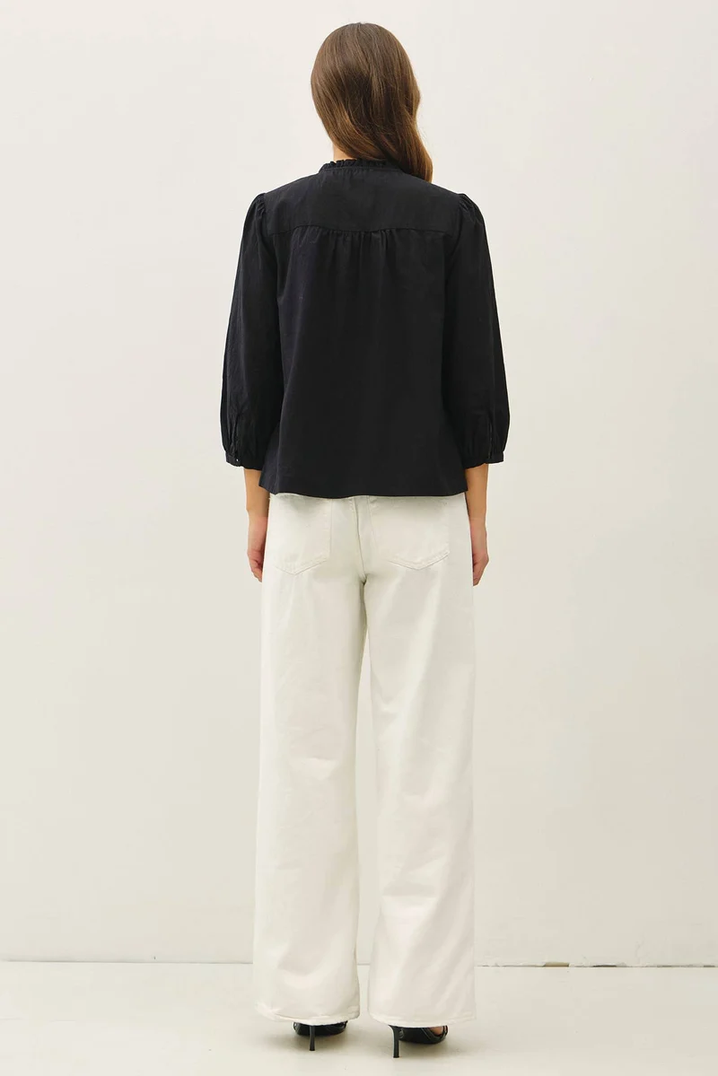 Crisp Cotton FLowy Blouse