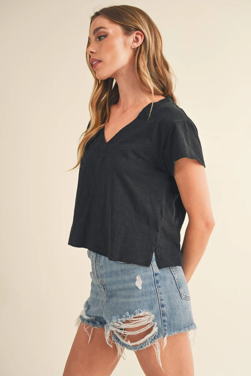 Short Sleeve V Neck sky