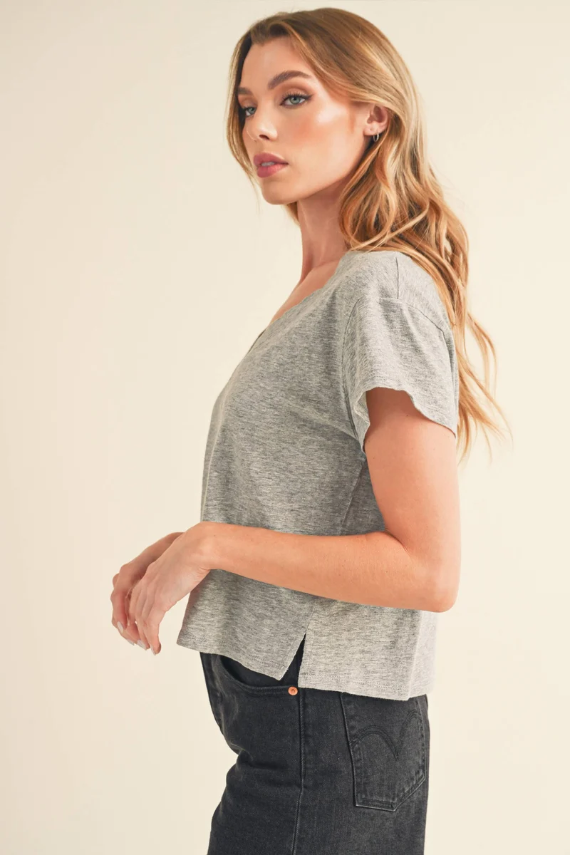 Short Sleeve V Neck choc