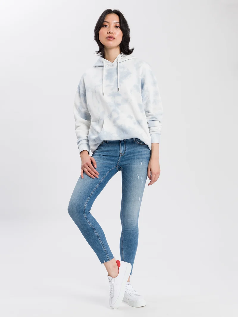 Giselle Damen Jeans Super Skinny Fit Mid Waist Ankle Lenght mittelblau