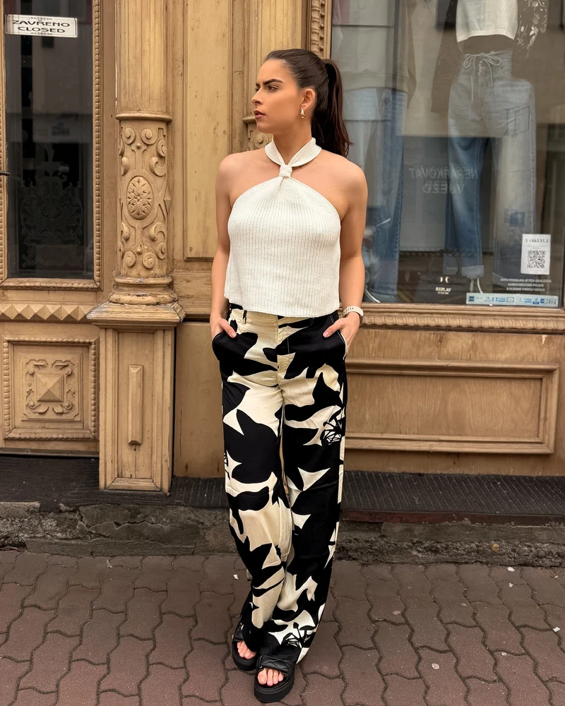 DÁMSKÉ KALHOTY REPLAY S CELOPLOŠNÝM VZOREM