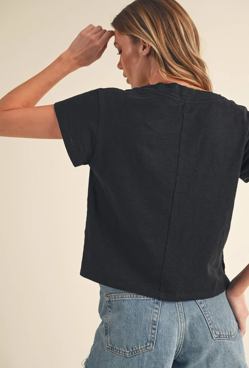 White V Neck crop tee