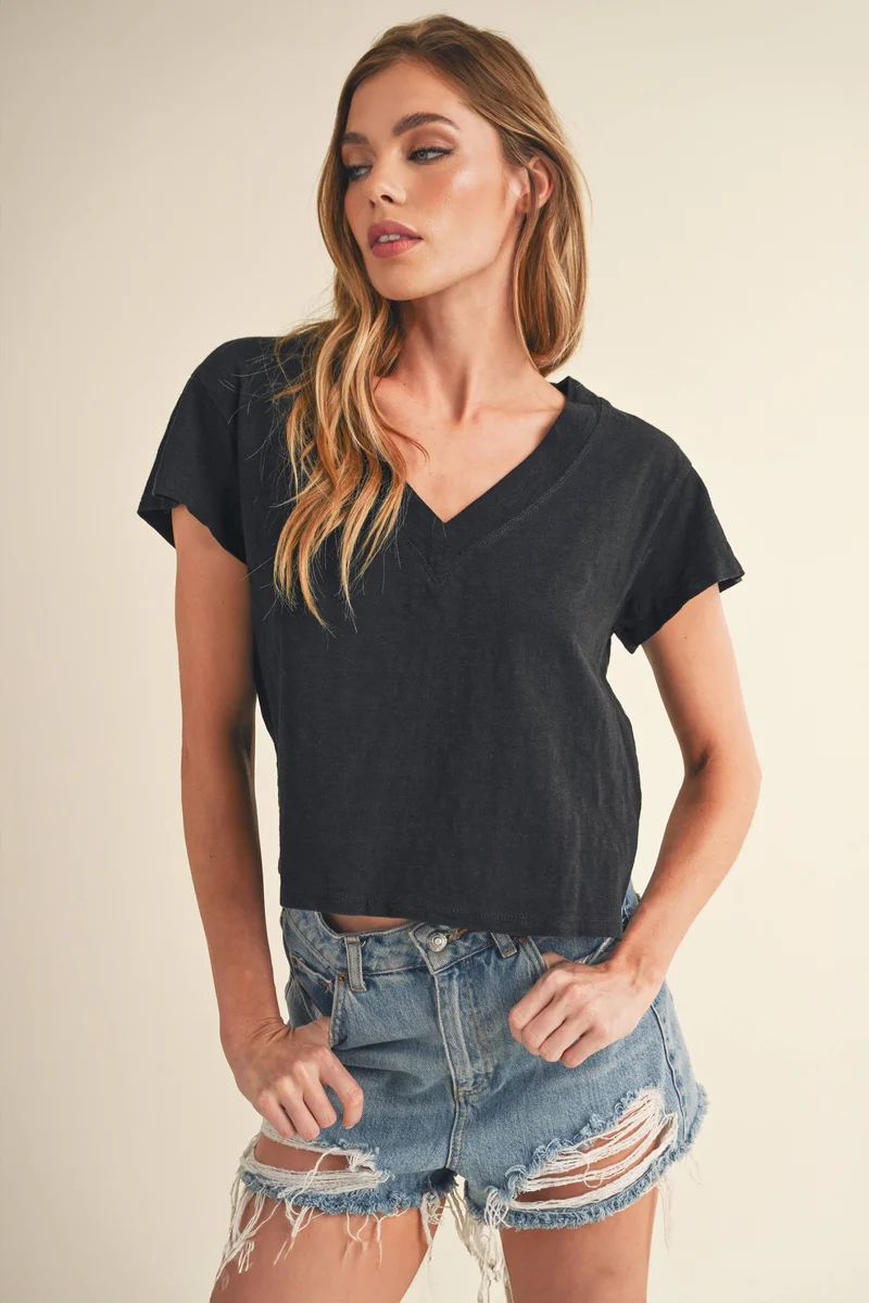 8281DK Til V-Neck Baby Top: Oat / Contemporary / L