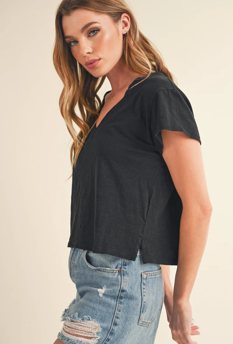 8281DK Til V-Neck Baby Top: Oat / Contemporary / L