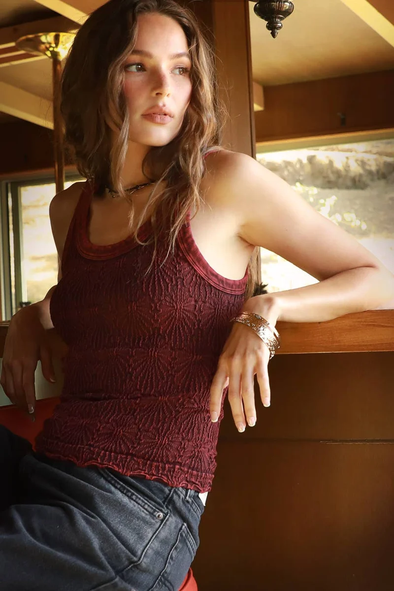 NS8465 - Vintage Reversible Lace Top: Vintage Denim