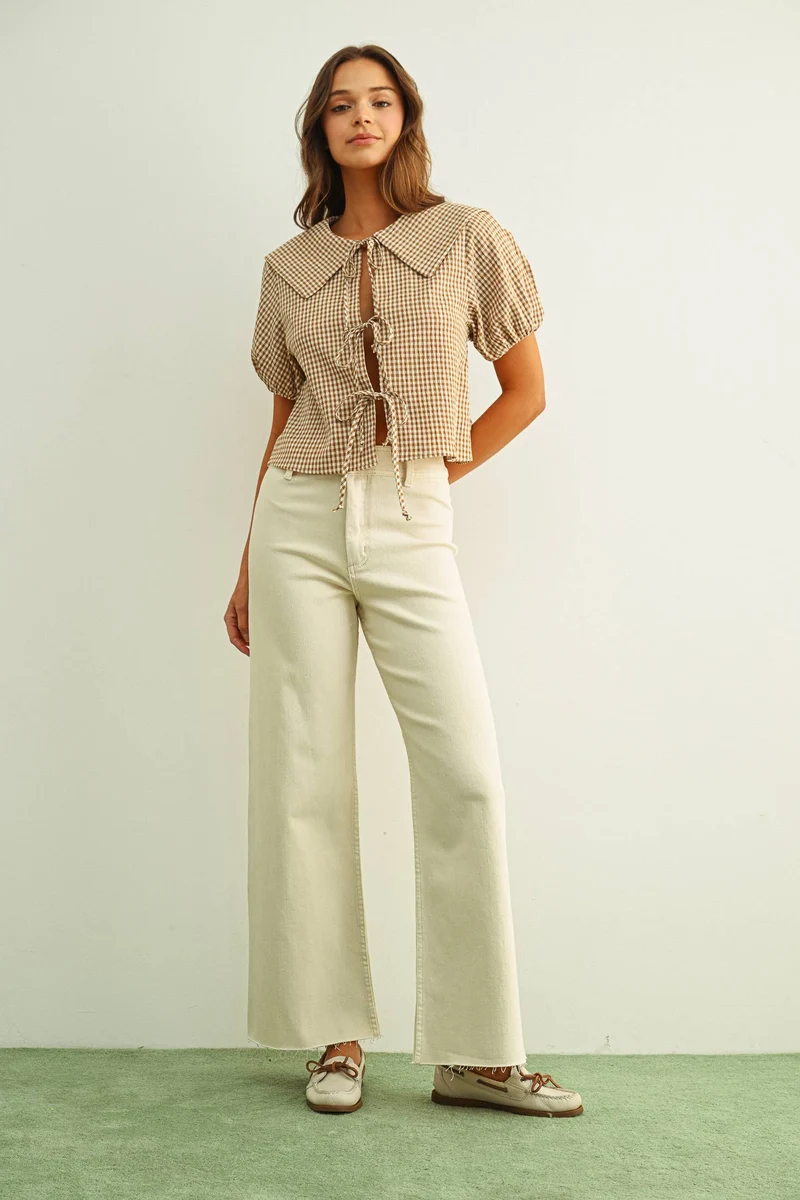 Ecru straight Wide Leg Pant