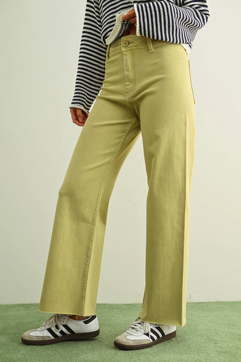 Ecru straight Wide Leg Pant