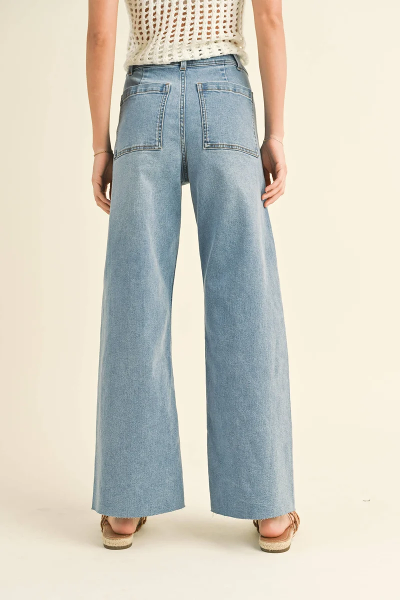 Ecru straight Wide Leg Pant
