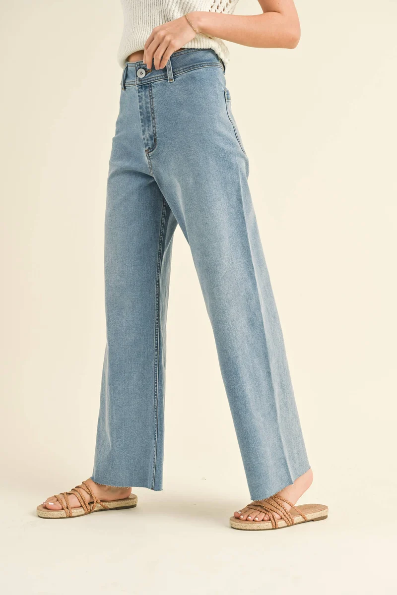 Ecru straight Wide Leg Pant