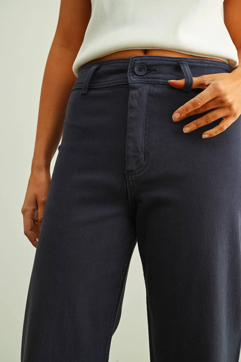Ecru straight Wide Leg Pant