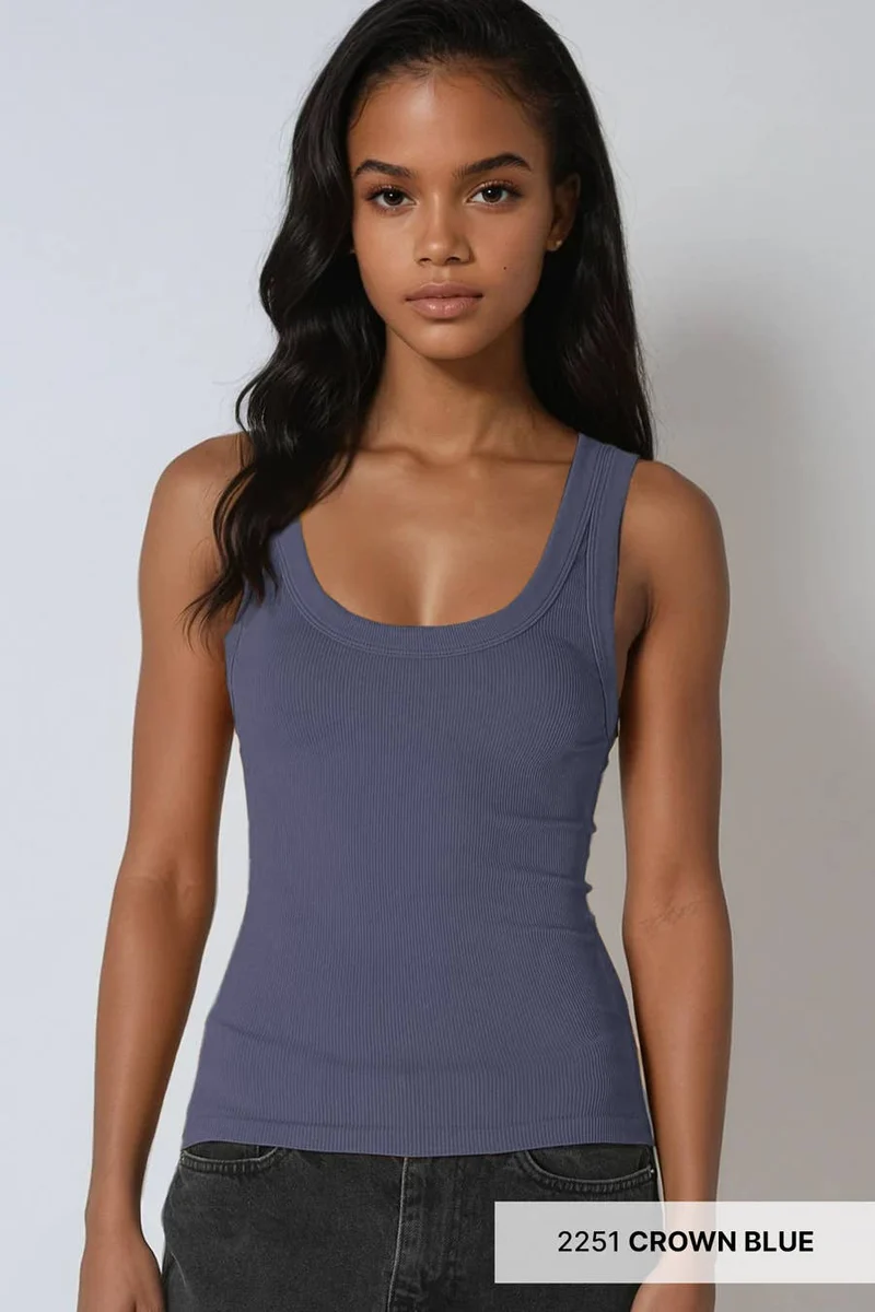 Ribbed Tank Blue