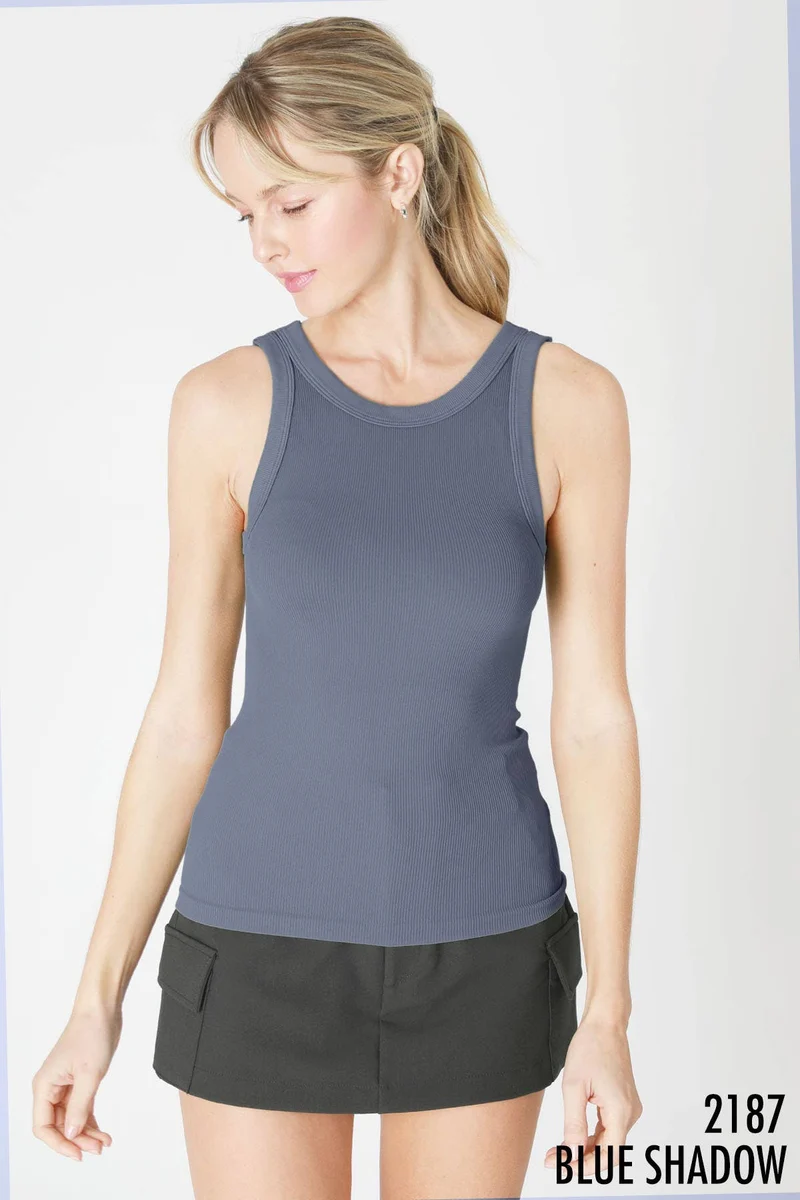 Ribbed Tank Blue
