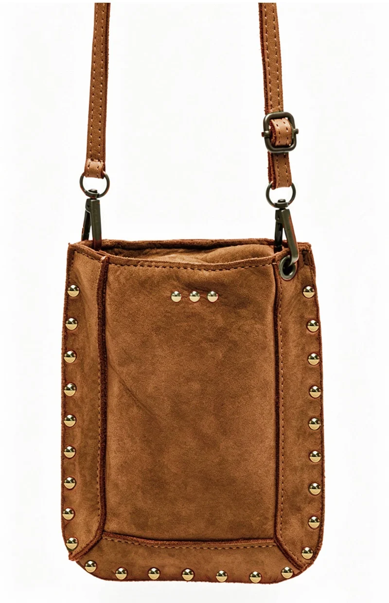 Shelby Suede Phone Bag: Camel