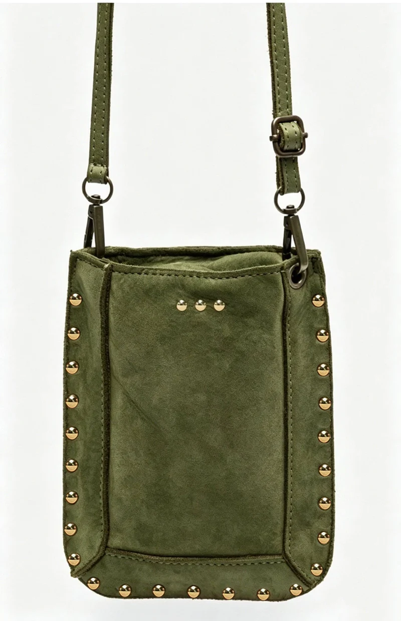 Shelby Suede Phone Bag: Camel