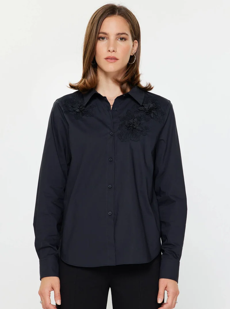 Floral Applique Button Down