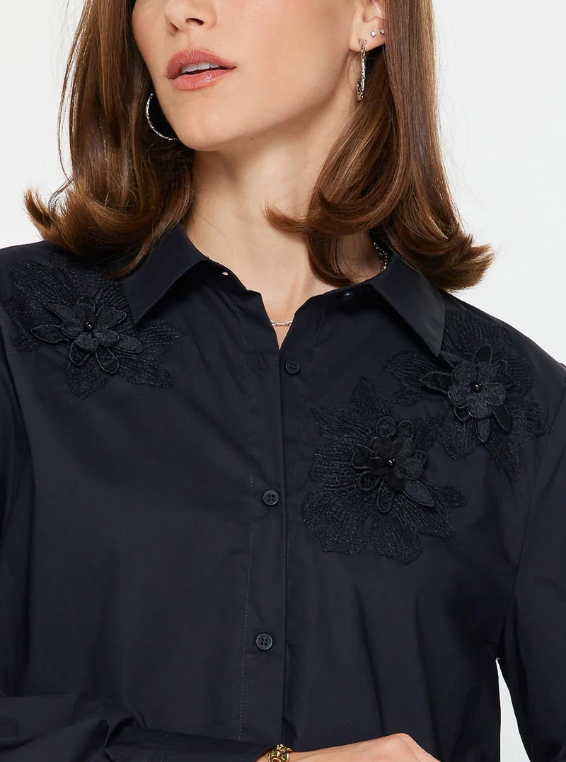 Floral Applique Button Down