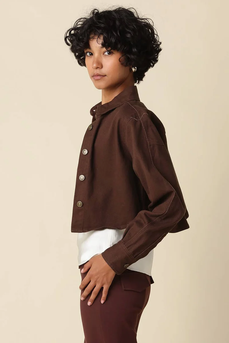 Brown Madge Cropped Shirt