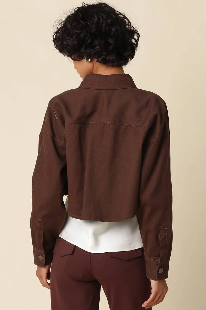 Brown Madge Cropped Shirt