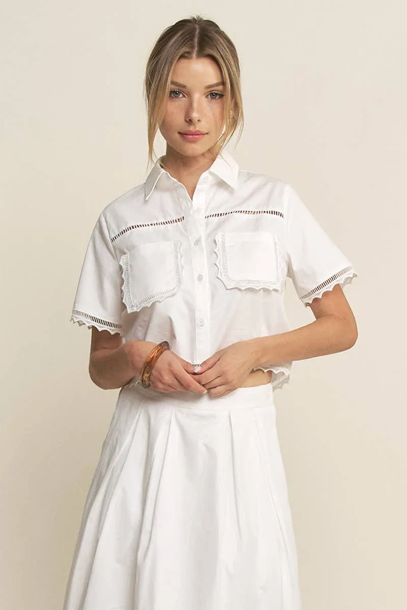 Lace Detail Short Sleeve Brouse