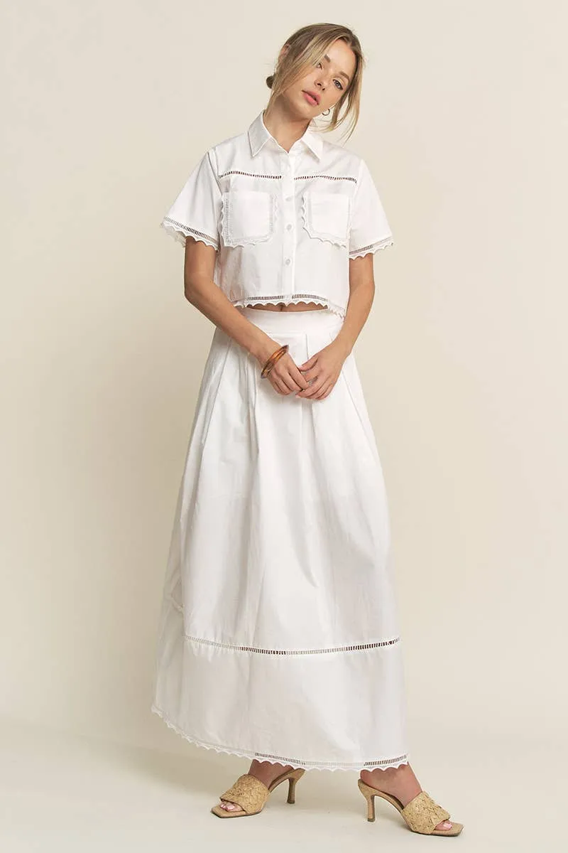 Lace Detail Short Sleeve Brouse