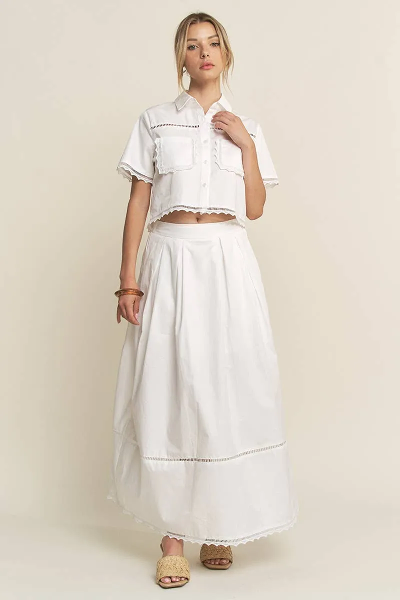 Lace Detail Short Sleeve Brouse