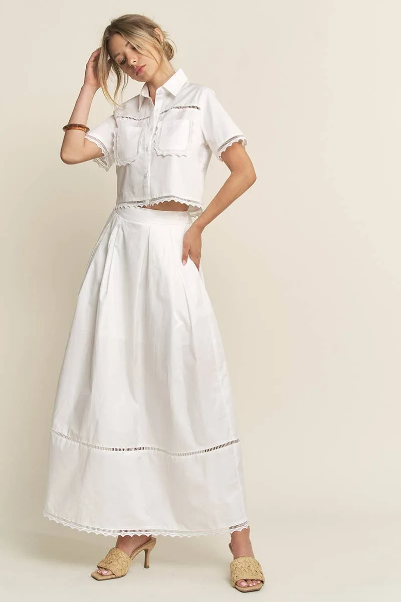 Lace Detail Short Sleeve Brouse