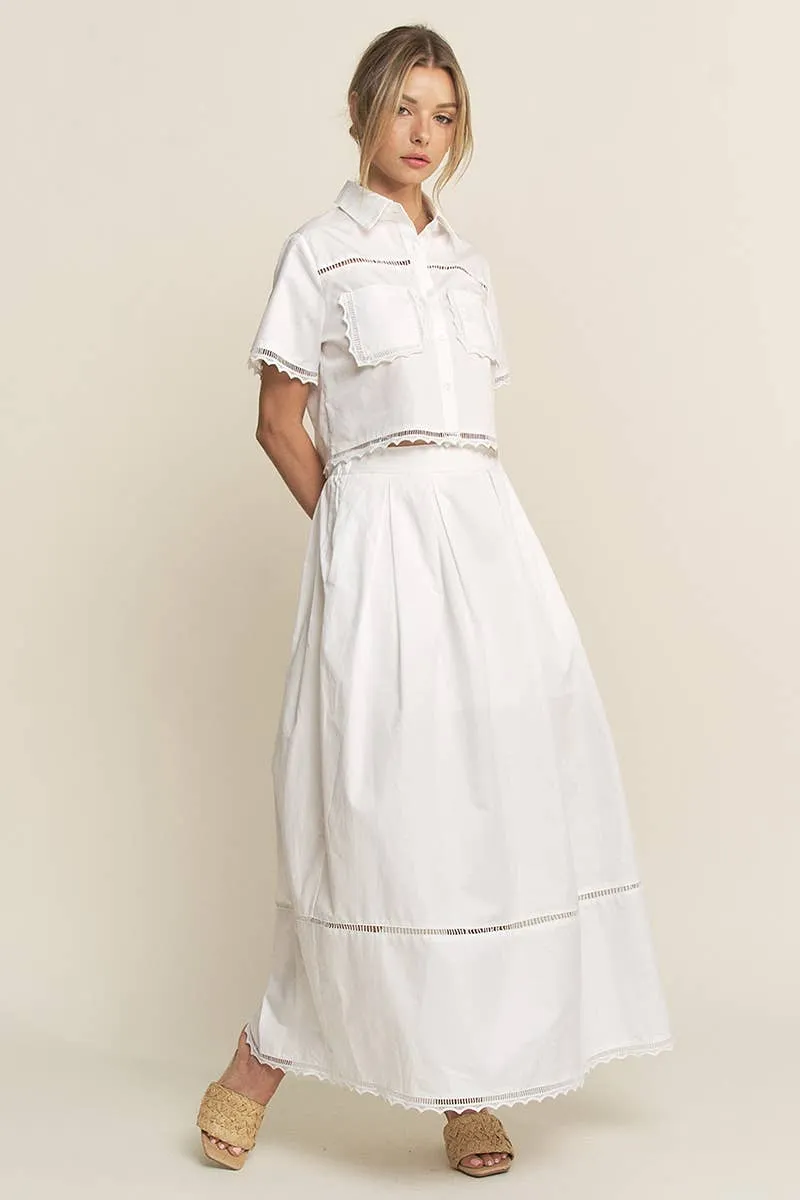 Lace Detail Short Sleeve Brouse