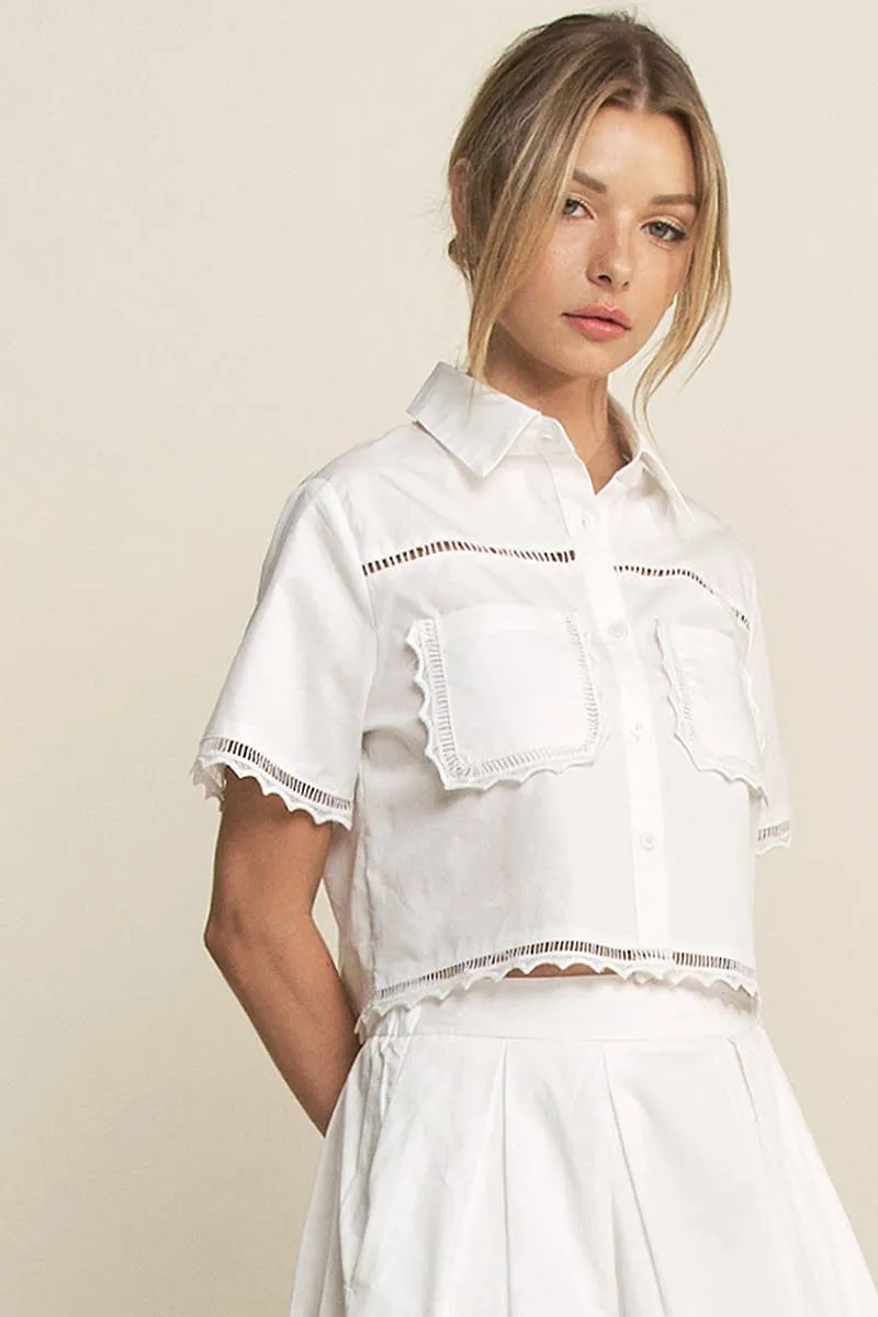 Lace Detail Short Sleeve Brouse