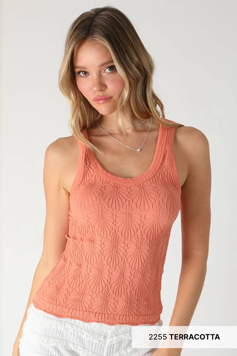 Reversible Lace Textured Tank Mousse