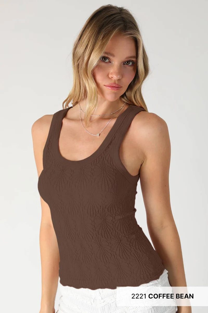 Reversible Lace Textured Tank Mousse