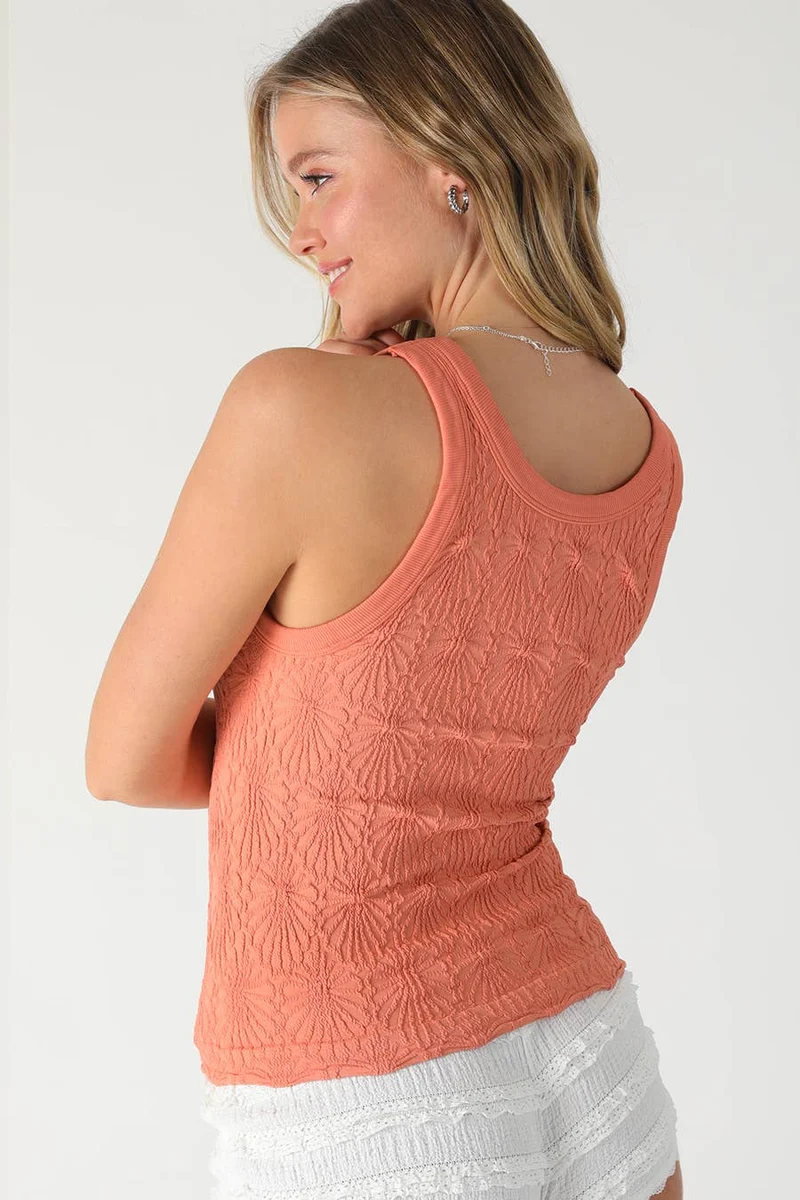 Reversible Lace Textured Tank Olive