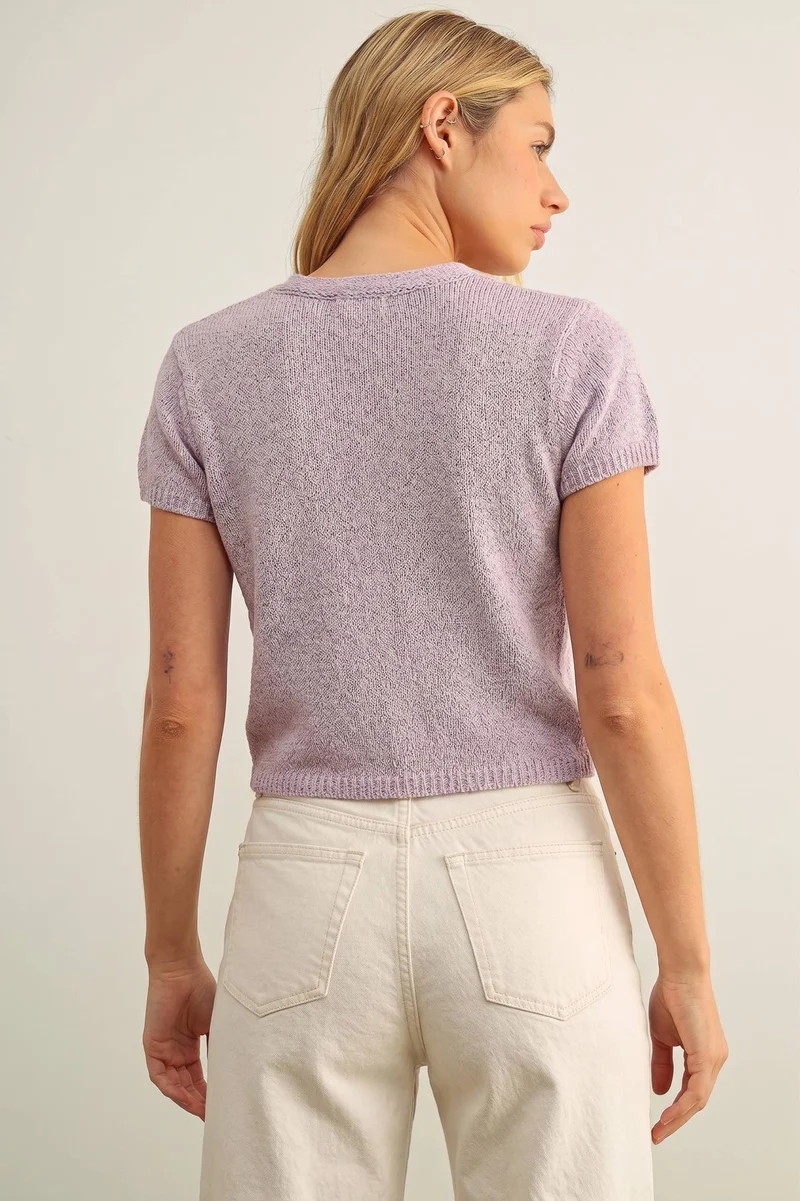 T6284 CAP SLEEVE BUTTON FRONT TOP: BEIGE / L