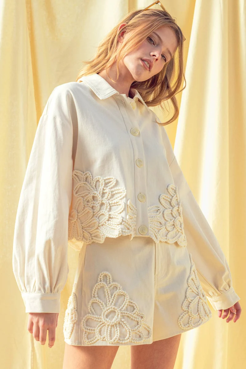 Floral Embellishment Jacket