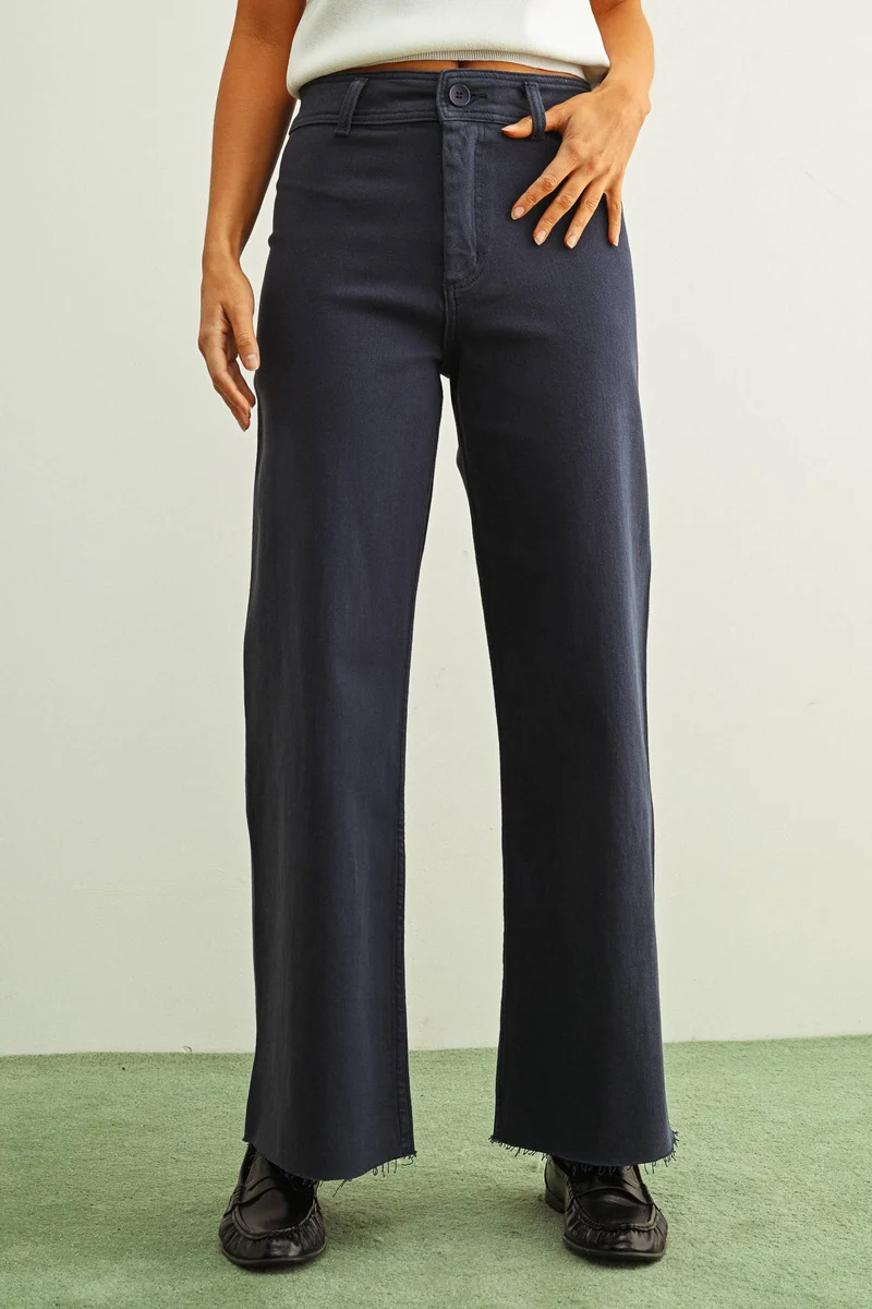 MMP623 STRAIGHT WIDE LEG DENIM PANTS: ECRU / L