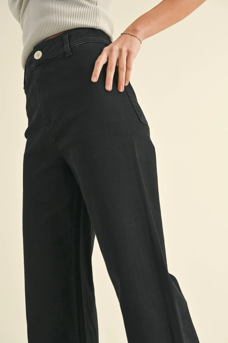 MMP623 STRAIGHT WIDE LEG DENIM PANTS: ECRU / L