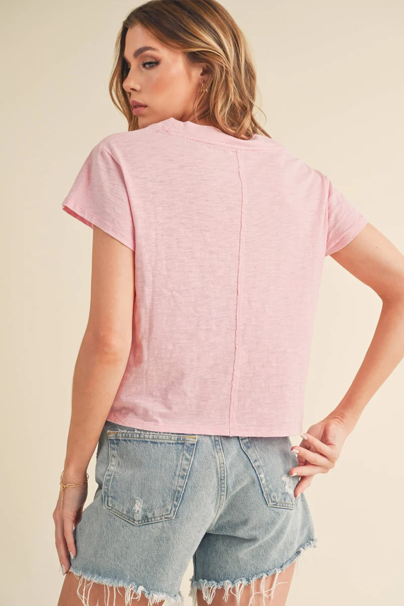 Red V Neck Crop Tee