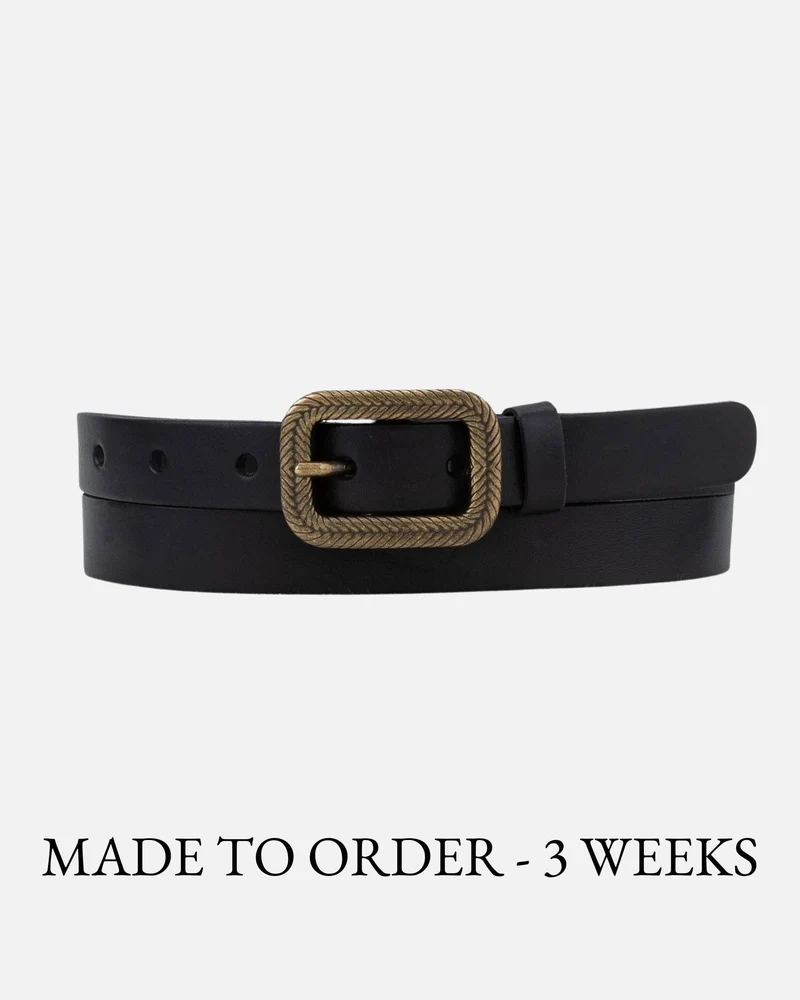 Brown Vintage Skinny Leather Belt