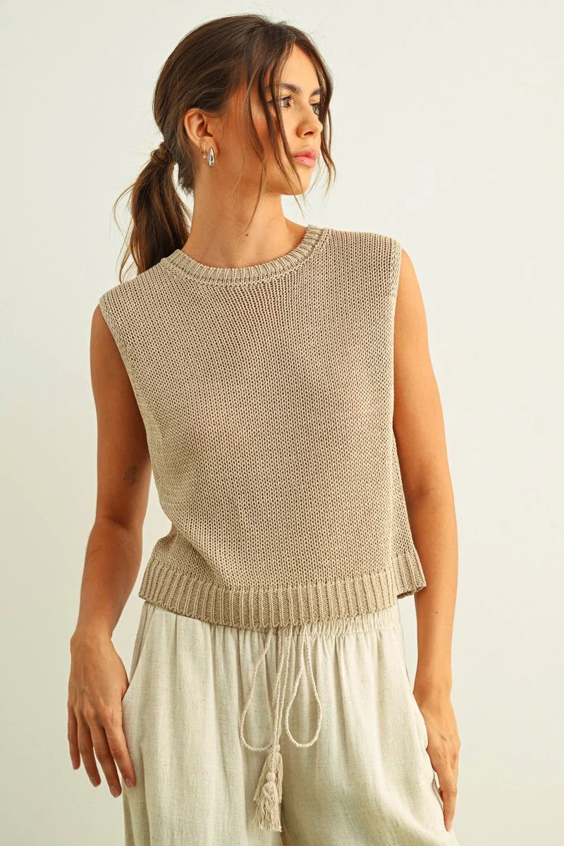 White Sleeveless Knit Top