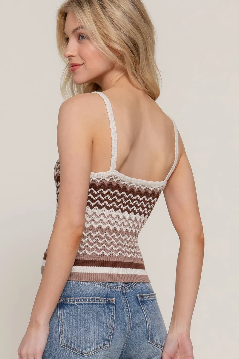 Multi Color Cami Spring Sweater: OLIVE