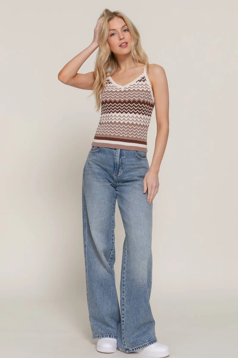 Multi Color Cami Spring Sweater: OLIVE