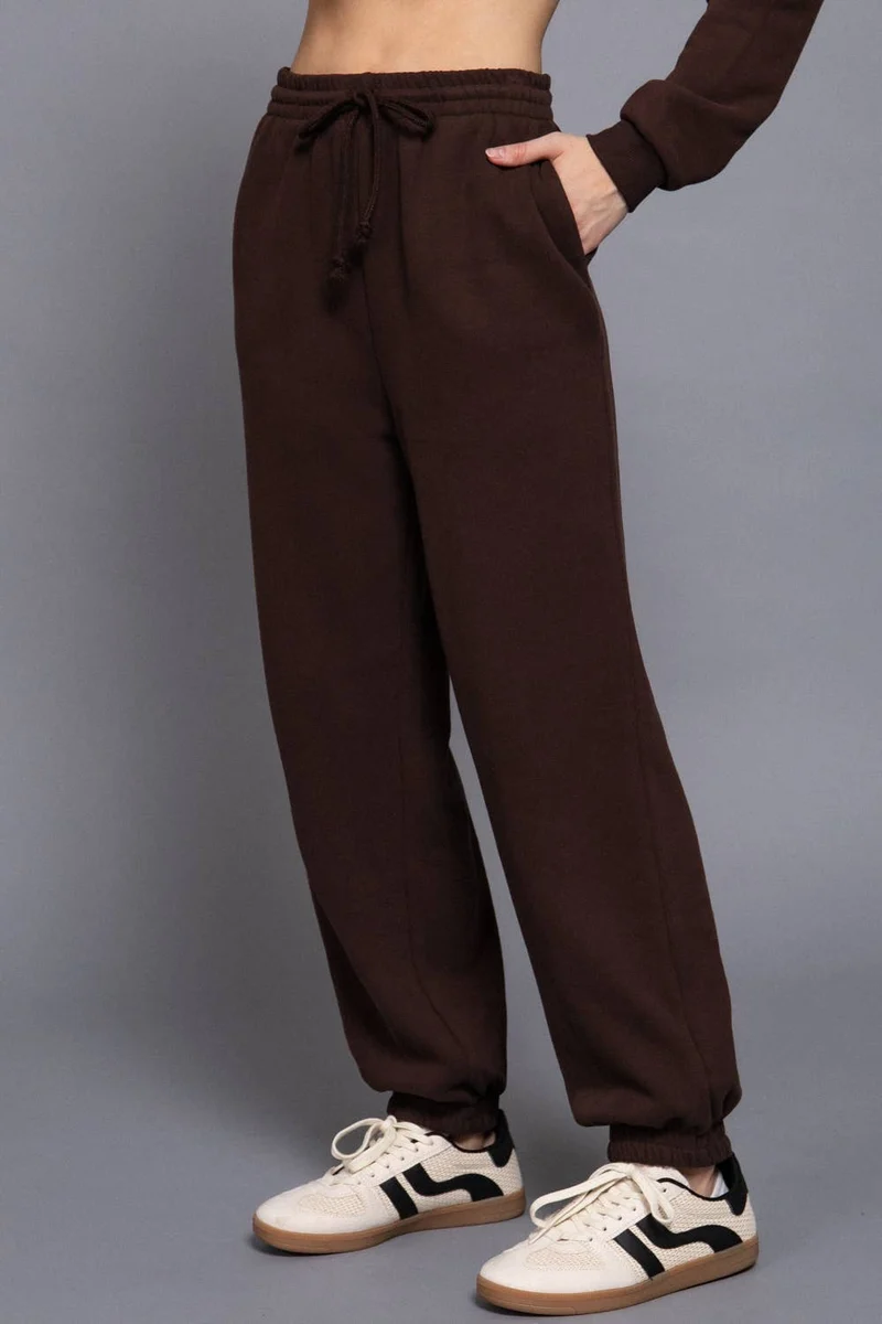 Elastic Waist Soft Jogger Pants:BEIGE
