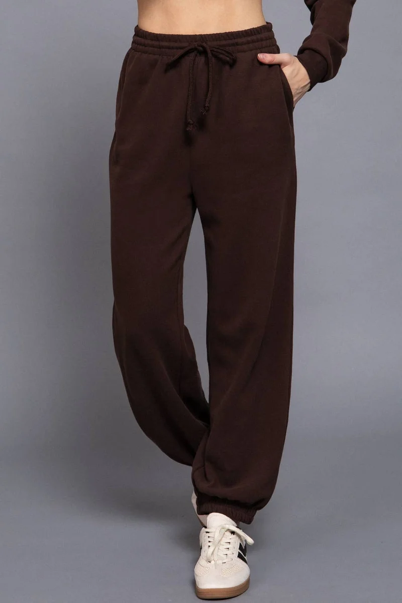 Elastic Waist Soft Jogger Pants:BEIGE