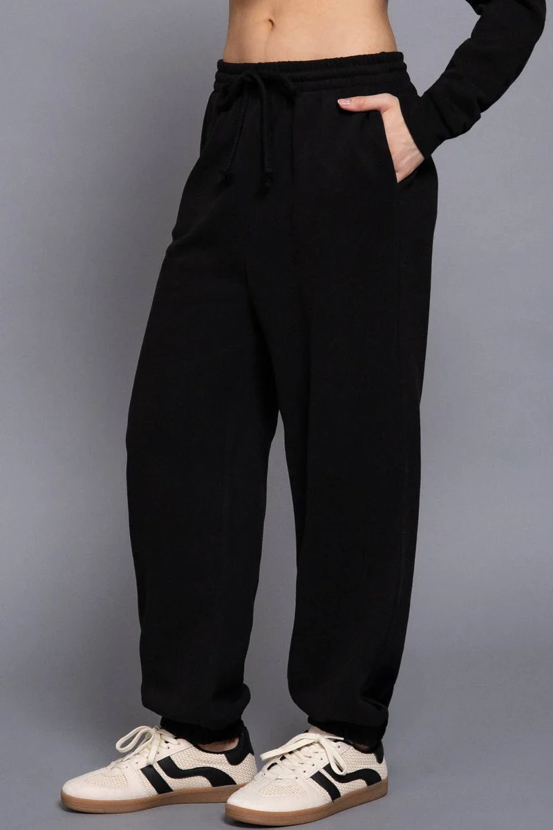 Elastic Waist Soft Jogger Pants:BEIGE