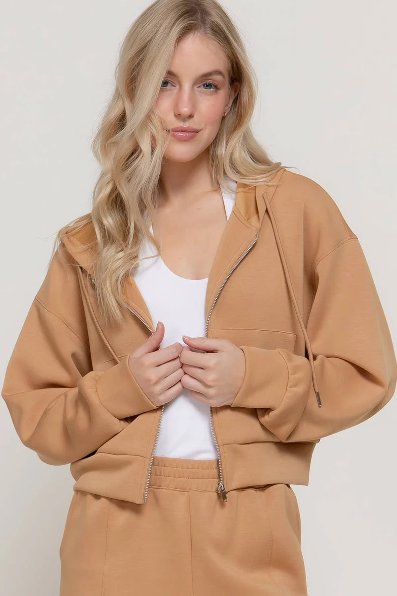 Long Sleeve Soft Modal Scuba Hoodie Jacket