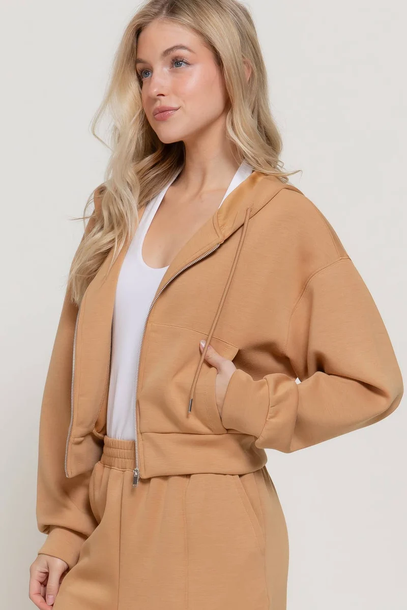 Long Sleeve Soft Modal Scuba Hoodie Jacket